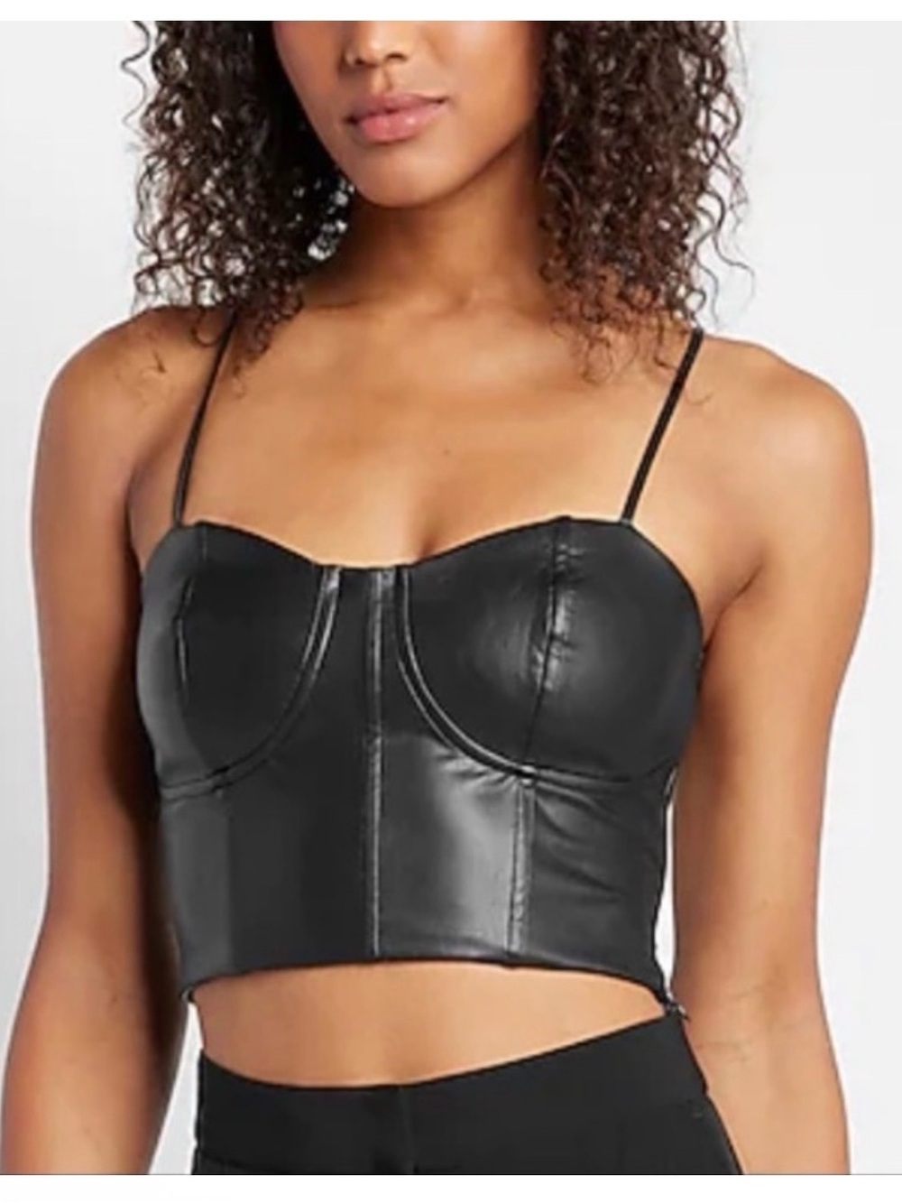 Express Black Faux Leather Corset Top